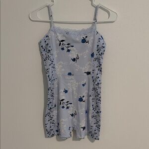 Wild Fable Light Blue Floral Romper with Lace